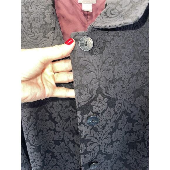 J Jill Sz 14P Petite Black Carpet Bag Jacket Button Front Blazer Career Lined - Picture 3 of 13